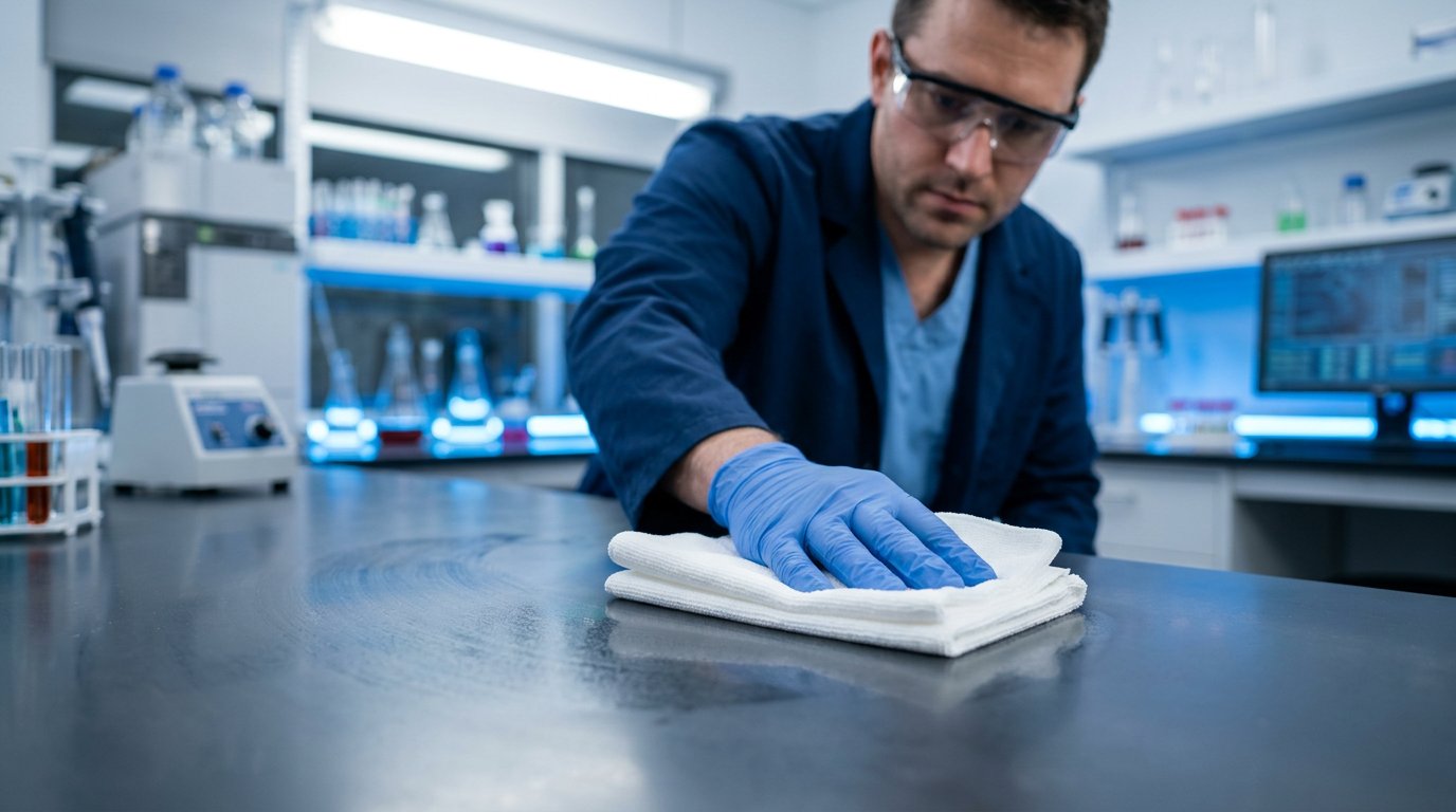 Lint-free cloth used in pharmaceutical manufacturing process