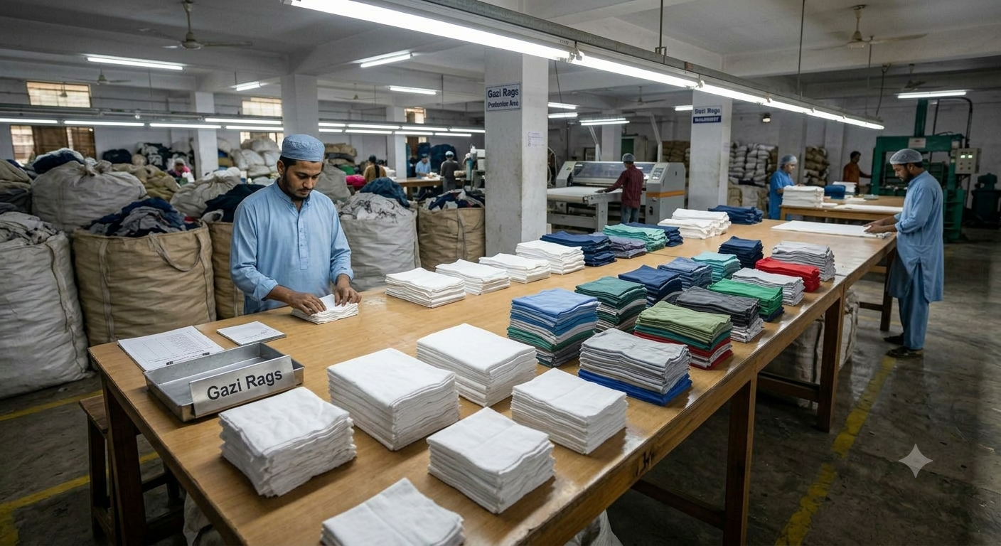 Sorted cut rags on table – Gazi Rags Bangladesh