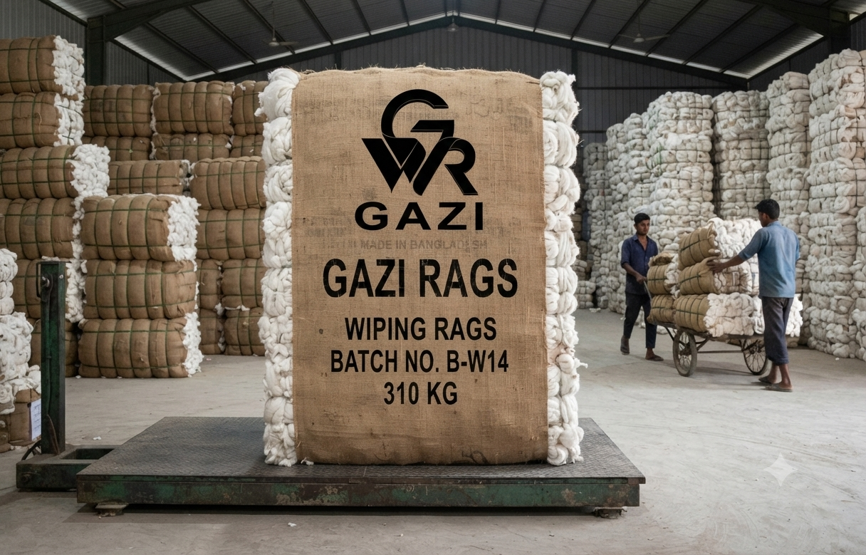 Massive warehouse wiping rags bales – Gazi Rags Bangladesh