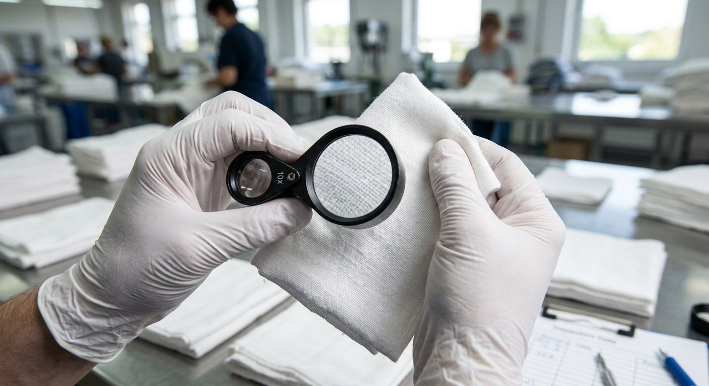 Inspector with magnifying loupe – Gazi Rags Bangladesh