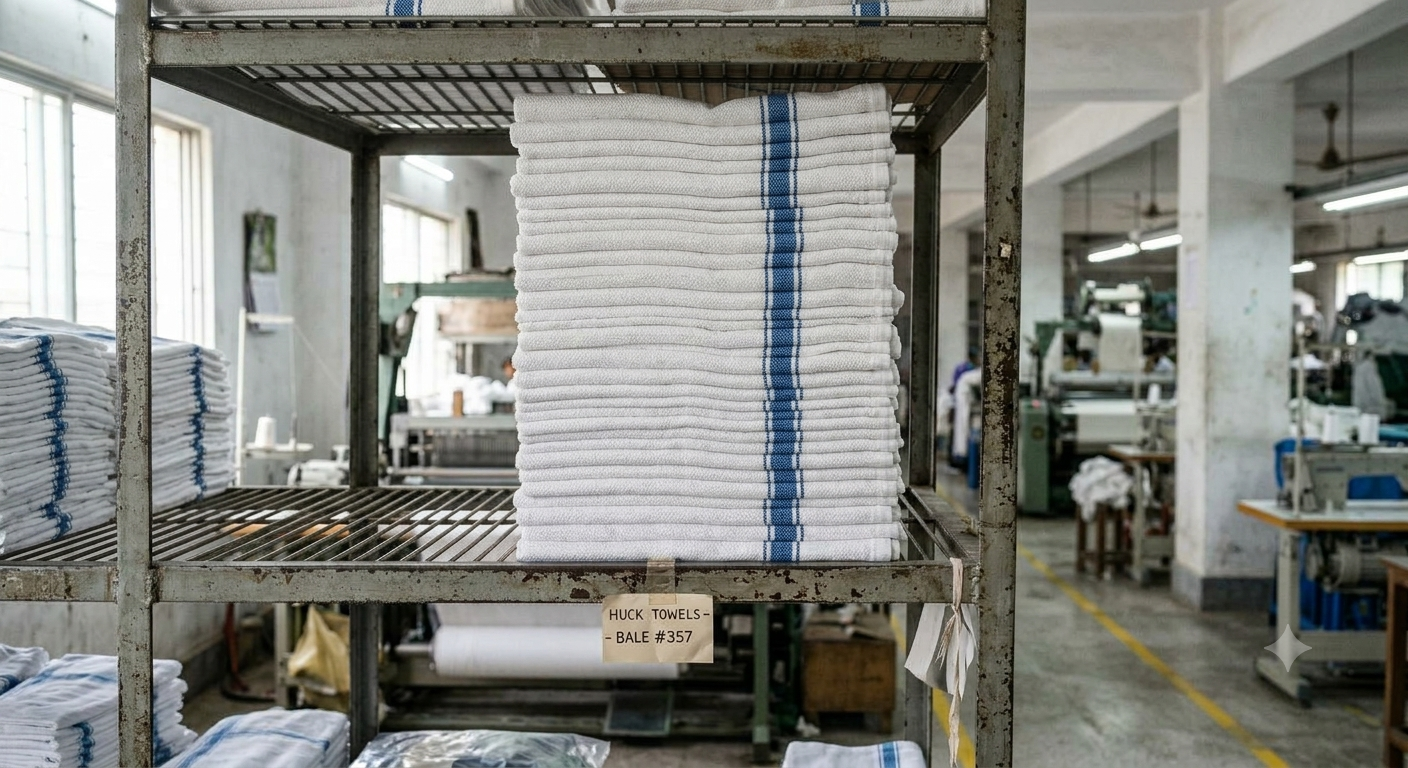 Huck Towels Blue Stripe shelf – Gazi Rags Bangladesh