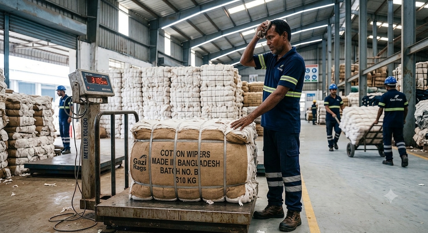 Cotton wipers bale weighing Bangladesh – Gazi Rags Bangladesh