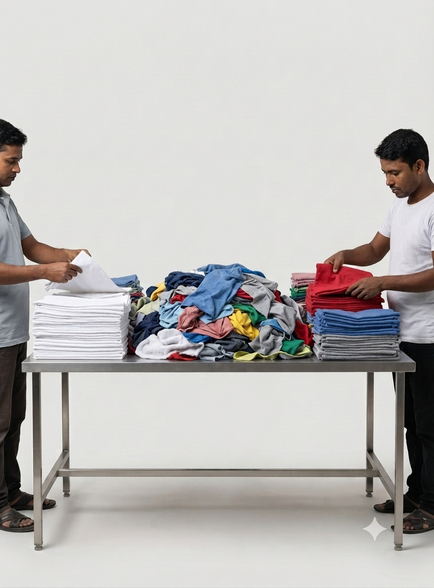 Bangladeshi hands bangles sorting rags – Gazi Rags Bangladesh