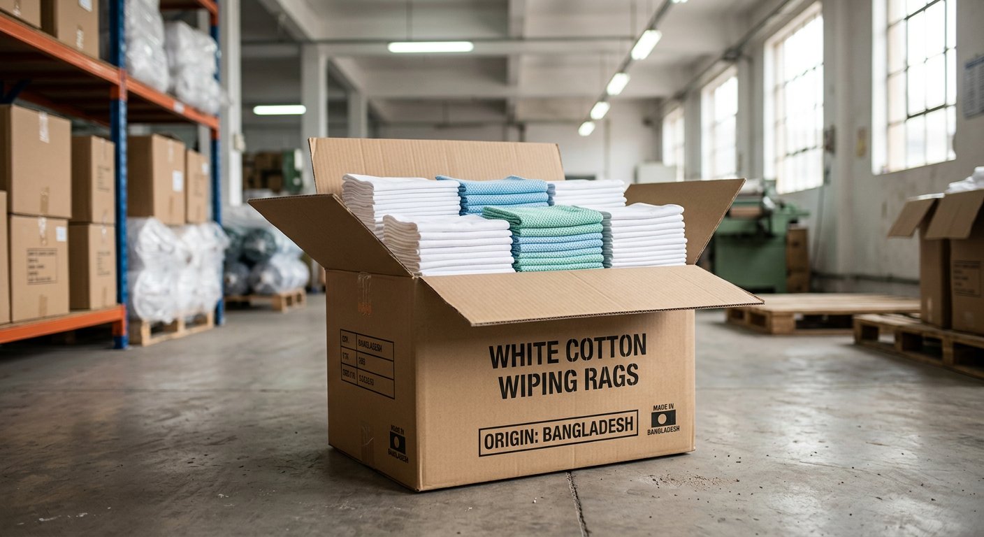 White huck towels wiping rags export box – Gazi Rags Bangladesh