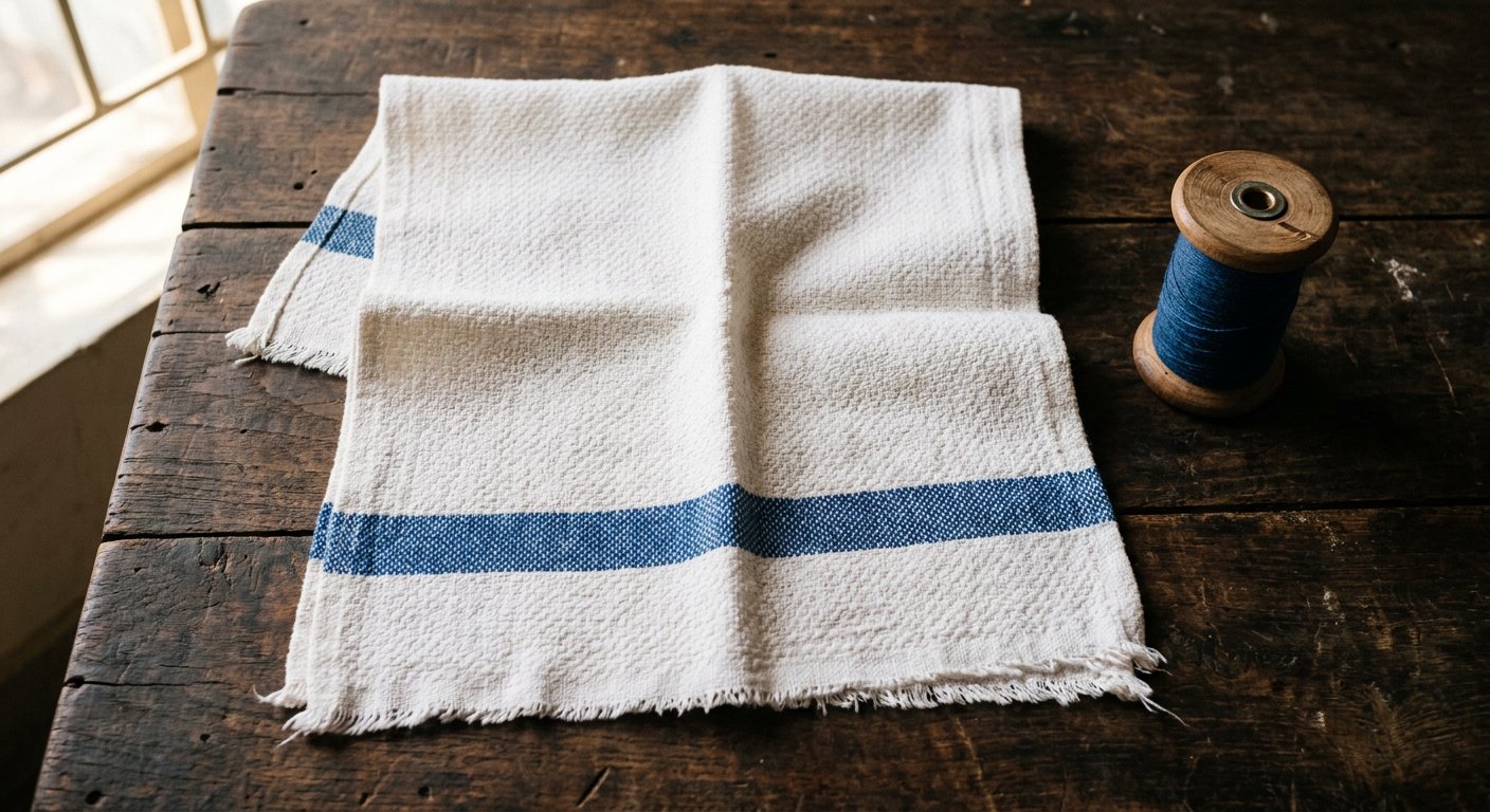 Huck towel blue stripe rustic wood – Gazi Rags Bangladesh